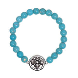 86113, ENGRAVED BEE W/ NATURAL STONE BEAD STRETCH BRACELET