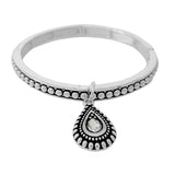 86115, TEARDROP CHARM FILIGREE STRETCH BRACELET