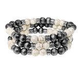 86116, NATURAL STONE BEAD STRETCH BRACELET SET