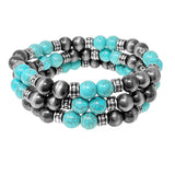86116, NATURAL STONE BEAD STRETCH BRACELET SET