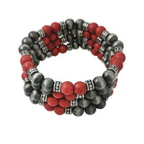 86116, NATURAL STONE BEAD STRETCH BRACELET SET