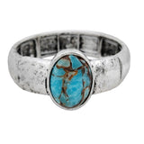 86117, OVAL SEMI PRECIOUS STONE STRETCH BRACELET