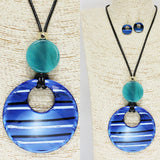 86178, CELLULOID ACETATE ROUND PENDANT NECKLACE