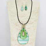 86182, CELLULOID ACETATE TEARDROP PENDANT NECKLACE