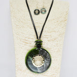 86183, CELLULOID ACETATE ROUND PENDANT NECKLACE