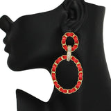 86190, FAUX LEATHER WRAPPED OVAL POST EARRING