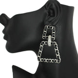 86191, FAUX LEATHER WRAPPED GEOMETRIC POST EARRING