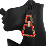86191, FAUX LEATHER WRAPPED GEOMETRIC POST EARRING
