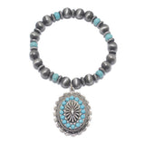 86240, WESTERN CONCHO MIXED BEAD STRETCH BRACELET