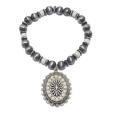 86240, WESTERN CONCHO MIXED BEAD STRETCH BRACELET