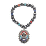 86240, WESTERN CONCHO MIXED BEAD STRETCH BRACELET