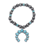 86241, WESTERN SQUASH BLOSSOM MIXED BEAD STRETCH BRACELET