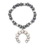 86241, WESTERN SQUASH BLOSSOM MIXED BEAD STRETCH BRACELET