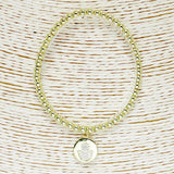 86474, HAMSA CHARM STAINLESS STEEL BEAD STRETCH BRACELET