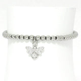 86475, BEE CHARM STAINLESS STEEL BEAD STRETCH BRACELET