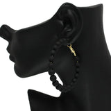 86490, MATTE FINISH BALL BEAD HOOP EARRING *60MM