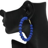 86490, MATTE FINISH BALL BEAD HOOP EARRING *60MM