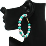 86490, MATTE FINISH BALL BEAD HOOP EARRING *60MM