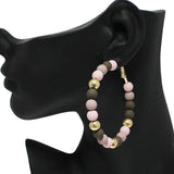 86490, MATTE FINISH BALL BEAD HOOP EARRING *60MM