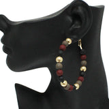 86490, MATTE FINISH BALL BEAD HOOP EARRING *60MM