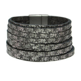 86573, STAR EMBOSSED FAUX LEATHER MAGNETIC CLOSE BRACELET