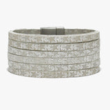 86573, STAR EMBOSSED FAUX LEATHER MAGNETIC CLOSE BRACELET