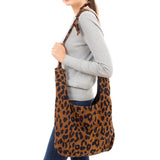 86588, LEOPARD PRINT CORDUROY TOTE BAG