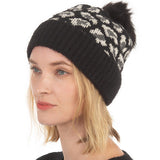 86593, LEOPARD PRINT BEANIE WITH POM