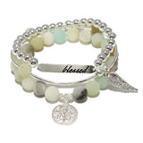 86679, "BLESSED" TREE OF LIFE CHARM STRETCH BRACELET SET