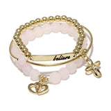 86680, "BELIEVE" HEART CHARM STRETCH BRACELET SET