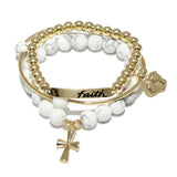 86681, "FAITH" CROSS CHARM STRETCH BRACELET SET