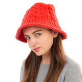 86689, SOLID COLOR CABLE KNIT BUCKET HAT