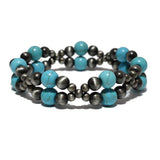 86712, WESTERN TURQUOISE STONE BEAD STRETCH BRACELET