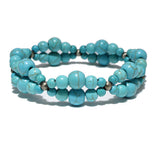 86713, WESTERN TURQUOISE STONE BEAD STRETCH BRACELET