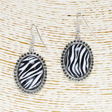 86715, ZEBRA PRINT BUBBLE OVAL EARRING
