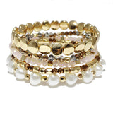 86717, FRESHWATER PEARL N BEAD MULTI LAYERED STRETCH BRACELET