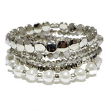 86717, FRESHWATER PEARL N BEAD MULTI LAYERED STRETCH BRACELET