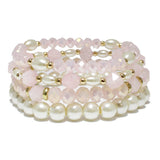 86718, PEARL N BEAD MULTI LAYERED STRETCH BRACELET