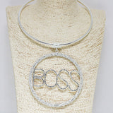 86816, "BOSS" CRYSTAL RHINESTONE CHOKER NECKLACE