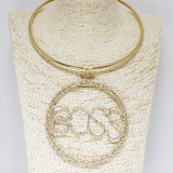 86816, "BOSS" CRYSTAL RHINESTONE CHOKER NECKLACE