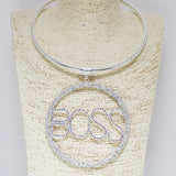 86816, "BOSS" CRYSTAL RHINESTONE CHOKER NECKLACE