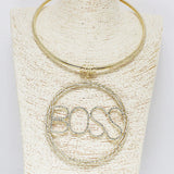 86816, "BOSS" CRYSTAL RHINESTONE CHOKER NECKLACE