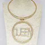86817, "QUEEN" CRYSTAL RHINESTONE CHOKER NECKLACE