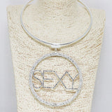 86818, "SEXY" CRYSTAL RHINESTONE CHOKER NECKLACE