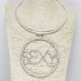 86818, "SEXY" CRYSTAL RHINESTONE CHOKER NECKLACE