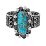 86964, WESTERN OVAL TURQUOISE STONE STRETCH BRACELET