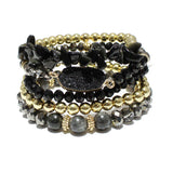 87006, DRUZY STONE MULTI LAYERED BEAD STRETCH BRACELET