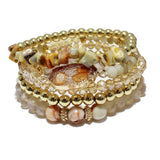 87006, DRUZY STONE MULTI LAYERED BEAD STRETCH BRACELET