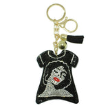 87114, LADY WITH T-SHIRT CRYSTAL RHINESTONE KEYCHAIN