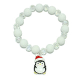 87127, PENGUIN CHRISTMAS BEAD STRETCH BRACELET